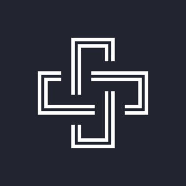 Karmaşık Geometrik Çağdaş Element. İş Kurumu İşareti Simgesi. Siyah Arkaplan Üzerine Ağ Tasarımı veya Mobil Uygulamalar İçin Birleştirilmiş Rakamlar