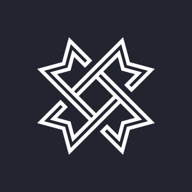 Karmaşık Geometrik Çağdaş Element. İşletme İşletmeleri için Logo Tasarımı. Siyah Arkaplanda Web Tasarımı ya da Web Siteleri için Birleştirilmiş Rakamlar