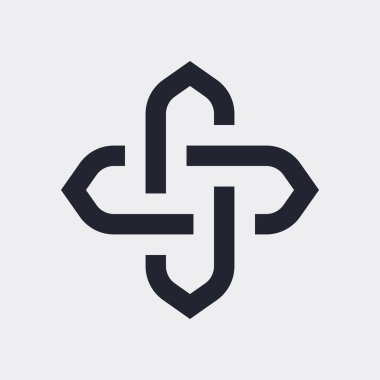 Karmaşık Geometrik Çağdaş Element. Ticari İşletme İşareti için Logo Simgesi. Web siteleri veya Gri Arkaplan Mobil Uygulamaları için Birleştirilmiş Rakamlar