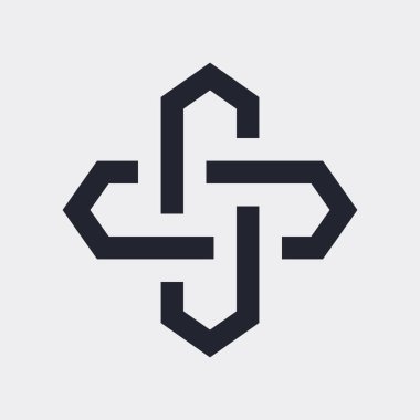 Karmaşık Geometrik Çağdaş Element. Ticari İşletme İşareti için Logo Simgesi. Gri Arkaplan Üzerine Bilgi Grafikleri için Birleştirilmiş Rakamlar