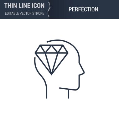 Mükemmelliğin sembolü İnce çizgi Beyin Sürecinin Simgesi. Infographics için Piktogram Grafiksel Uyumlu. Düzenlenebilir Vektör Vuruşu. Premium Mono Lineer Düz Laconic Logosu