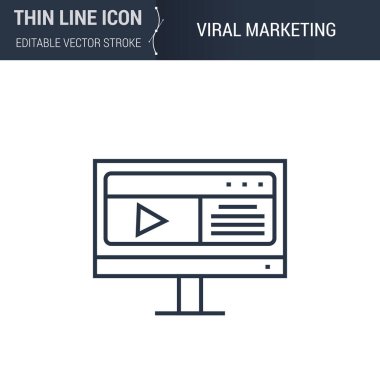 Viral Pazarlama Sembolü İnce Satır Reklam Medyası Simgesi. Infographics için Piktogram Grafiksel Uyumlu. Düzenlenebilir Vektör Vuruşu. Premium Mono Lineer Düz Laconic Logosu