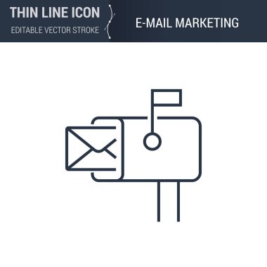 Reklam Medyasının İnce Satır Simgesi E- posta Pazarlama Sembolü. Infographics için Piktogram Grafiksel Uyumlu. Düzenlenebilir Vektör Vuruşu. Premium Mono Lineer Düz Laconic Logosu
