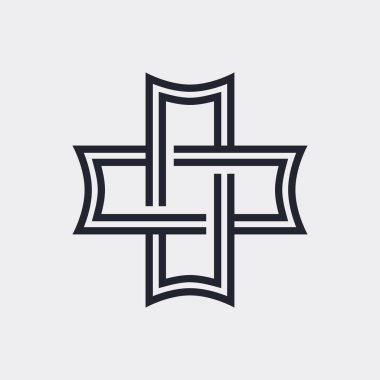 Karmaşık Geometrik Çağdaş Element. İşletme İşletmeleri için Logo Tasarımı. Web siteleri, Web Tasarımı veya Gri Arkaplan Bilgisi Grafikleri için Özet Birleştirilmiş Rakamlar