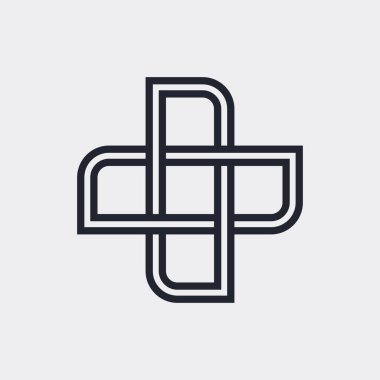 Karmaşık Geometrik Çağdaş Element. İşletme İşareti Simgesi. Gri Arkaplanda Web Tasarımı ya da Web Siteleri için Birleştirilmiş Rakamlar