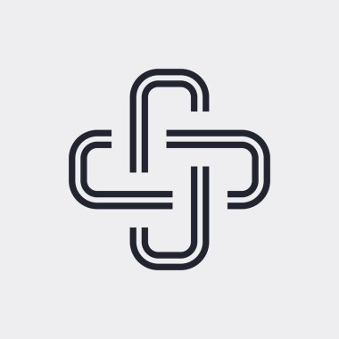 Karmaşık Geometrik Çağdaş Element. İşletme İşletmeleri için Logo Tasarımı. Web Tasarımı, Mobil Uygulama veya Gri Grafikler için Özet Birleştirilmiş Rakamlar