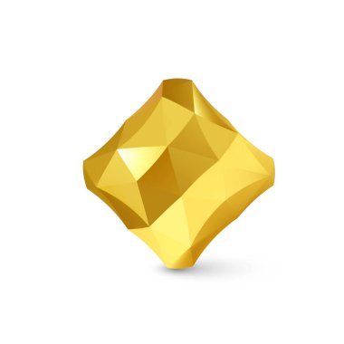 Düşük Çoklu Kübik Nesne, Geometrik Kablo Çerçeve Şekli, veya Beyaz Arkaplan Üzerinde Gölge Efekti Olan Sarı Kristal Çokyüzlü