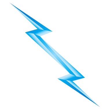 Beyaz Arkaplanda Mavi Yıldırım Sembolü. Enerji İşareti. Simge, Pul veya Sancak Arkaplan Dekorasyonu için Elektrik Temalı İllüstrasyon