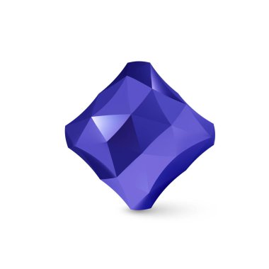 Düşük Çoklu Kübik Nesne, Geometrik Kablo Çerçeve Şekli, ya da Beyaz Arkaplan Üzerinde Gölge Efekti Olan Mavi Kristal Çokyüzlü