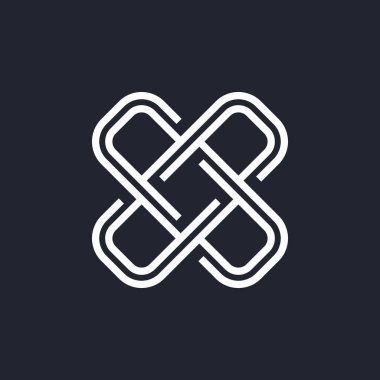 Karmaşık Geometrik Çağdaş Element. İşletme İşletmeleri için Logo Tasarımı. Kara Arkaplan Hakkında Bilgi Kaynakları için Birleştirilmiş Rakamlar