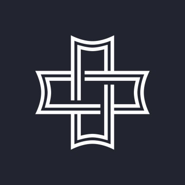 Karmaşık Geometrik Çağdaş Element. İş Kurumu İşareti Simgesi. Siyah Arkaplan 'daki Ağ Tasarımı veya Mobil Uygulamalar için Birleştirilmiş Rakamlar