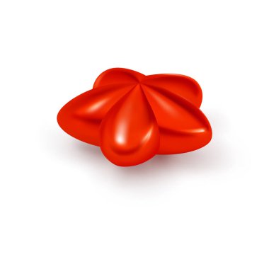 Beyaz arka planda Kızıl Yıldız şeklinde bir Noel Oyuncağı. Noel Gecesi Dekorasyonu