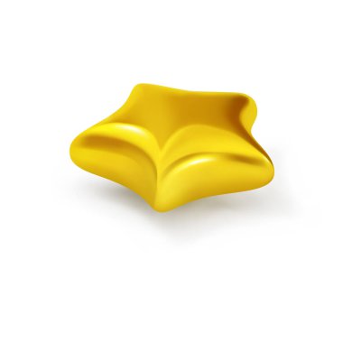 Beyaz Arkaplanda Sarı Yıldız şeklinde bir Noel Oyuncağı. Noel Gecesi Dekorasyonu