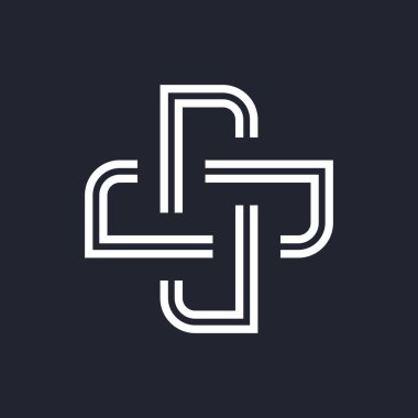 Karmaşık Geometrik Çağdaş Element. İş Kurumu İşareti Simgesi. Web siteleri, Web Tasarımı, Siyah Üzerine Mobil Uygulamalar için Özet Birleşmiş Rakamlar