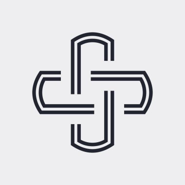 Karmaşık Geometrik Çağdaş Element. İşletme İşletmeleri için Logo Tasarımı. Web siteleri için Birleştirilmiş Rakamlar ya da Gri Arkaplanda Bilgi Grafikleri