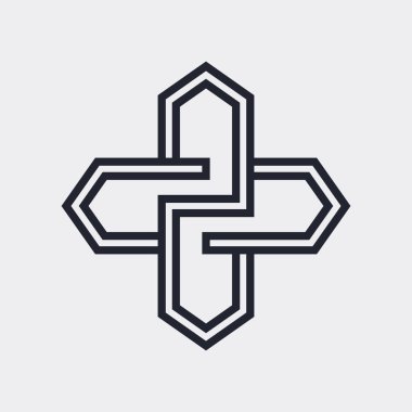 Karmaşık Geometrik Çağdaş Element. İşletme İşareti Simgesi. Web siteleri veya Gri Arkaplan Mobil Uygulamaları için Birleştirilmiş Rakamlar