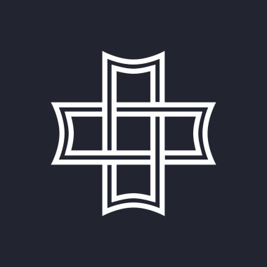 Karmaşık Geometrik Çağdaş Element. İş Kurumu İşareti Simgesi. Web siteleri, Mobil Uygulama veya Siyah Arkaplan Üzerine Bilgi Grafikleri için Özet Şekiller