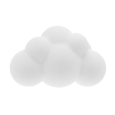 Beyaz Arkaplan Üzerinde Gölge Efekti Olan 3B Render Bulut veya Dumanı Çizgi Filmi