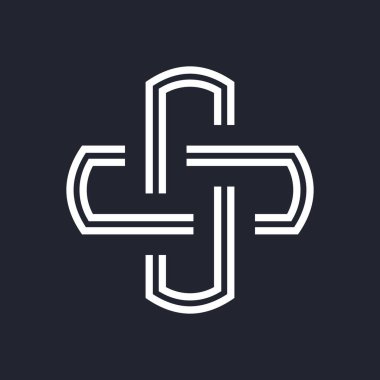 Karmaşık Geometrik Çağdaş Element. İşletme İşletmeleri için Logo Tasarım Şablonu. Web siteleri için Birleştirilmiş Rakamlar veya Siyah Arkaplan Üzerine Bilgi Grafikleri