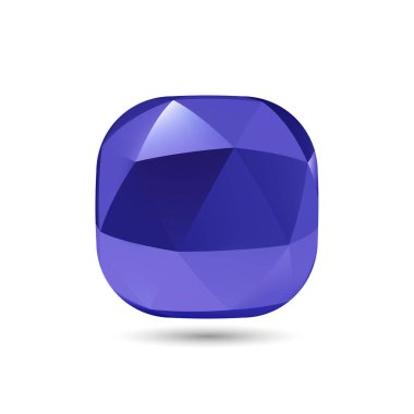 Low Poly Soyut Düğmesi, Shining Gemstone Tasarım Elemanı, Beyaz Arkaplan Üzerinde Gölge Efekti Olan Geometrik Violet Küre Obje