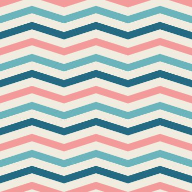 Soyut Yatay Zigzag Retro Modeli Pembe, Bej, Açık Mavi ve Mavi. Kartlar, Tekstil ve Paket Kağıdı için arkaplan