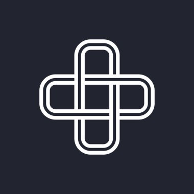 Karmaşık Geometrik Çağdaş Element. İşletme İşletmeleri için Logo Tasarım Şablonu. Siyah Arkaplan Üzerine Özet Şekiller, Web Tasarımı veya Bilgi Grafikleri İçin Birleştirilmiş Rakamlar