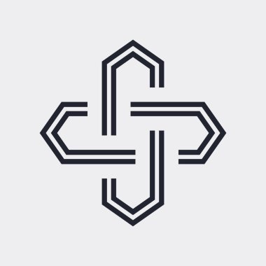 Karmaşık Geometrik Çağdaş Element. İşletme İşareti Simgesi. Web siteleri, Mobil Uygulama veya Gri Arkaplan Üzerine Bilgi Grafikleri için Özet Şekiller