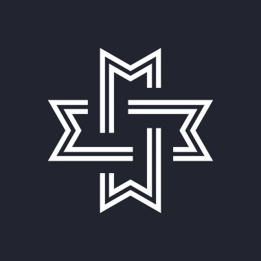 Karmaşık Geometrik Çağdaş Element. İşletme İşareti Simgesi. Siyah Arkaplanda Ağ Tasarımı için Birleştirilmiş Rakamlar