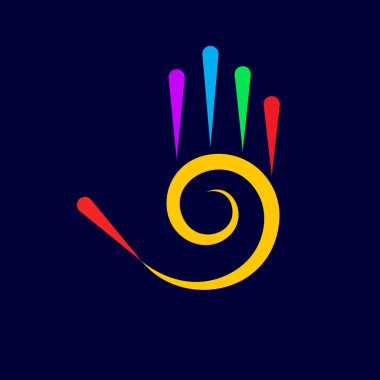 Beş Parmaklı Soyut Renkli El ve Karanlık Tasarım Elementi