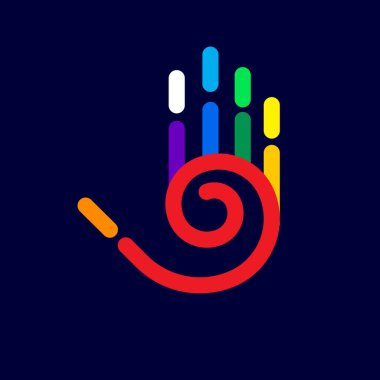 Beş Parmaklı Soyut Biçimli El ve Karanlık Tasarım Elementi Çizimi