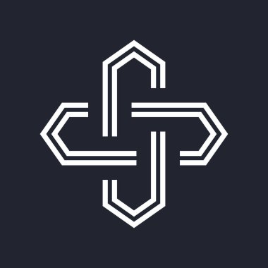 Karmaşık Geometrik Çağdaş Element. İşletme İşareti Simgesi. Web siteleri veya Siyah Arkaplan Mobil Uygulaması için Birleştirilmiş Rakamlar