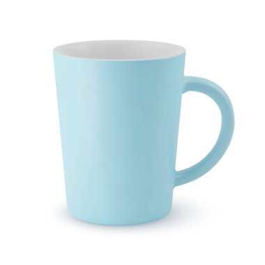 Boş Cyan Seramik Kahve fincanı veya Çay fincanı. Gölge Efekti ile Ayırılmış Mokup ve Tasarımınız için Boşluğu Kopyala