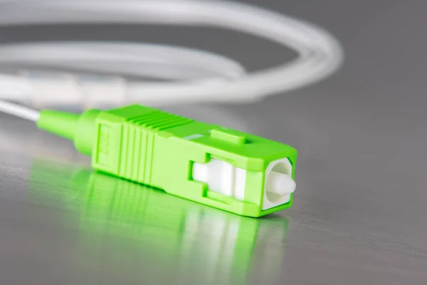Fiber optical patch cord with SC plug connector close-up