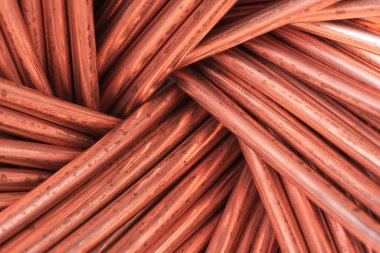 Bakır çubuk hammadde ve metal endüstrisi ve borsa konsepti 