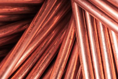 Bakır çubuk hammadde ve metal endüstrisi ve borsa konsepti 