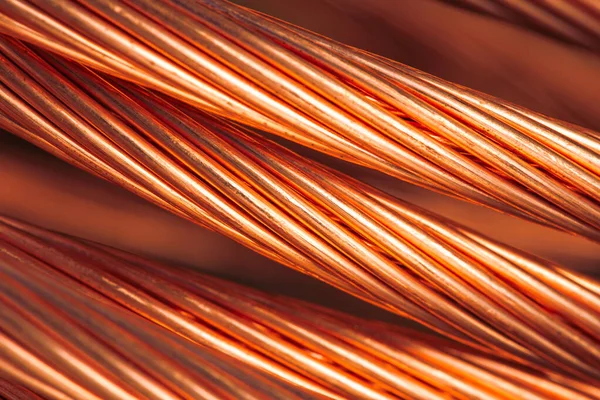 Copper wire raw materials metals industry and stock market concept