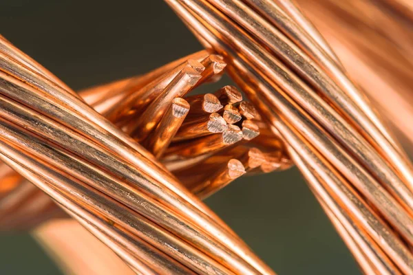 Copper Wire Cable Close Raw Material Energy Industry — Stock Photo, Image