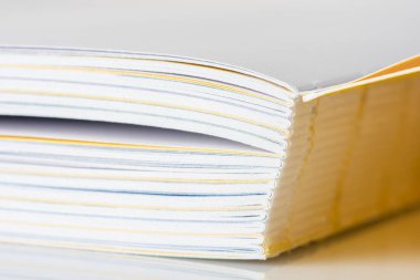 Macro view of open book, education concept