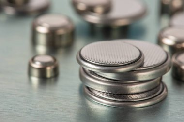 Group of button cell lithium battery, close-up