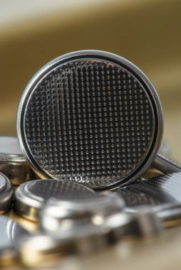 Macro view of button cell lithium battery