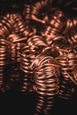 Copper wire, recycling raw material industry concept