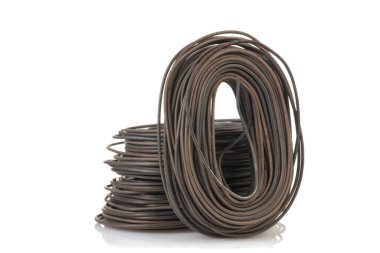 Steel binding wire for reinforce steel, isolated on white background