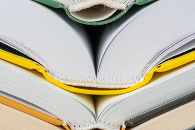 Opened hardcover book, macro view