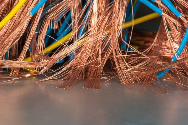 废铜电缆 原材料和能源工业 — 图库照片