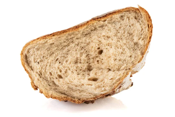 Die Hälfte Des Frischen Brotes Isoliert Auf Weißem Hintergrund — Stockfoto