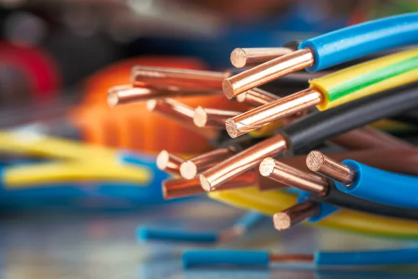 Cable Cobre Eléctrico Utilizado Instalación Eléctrica Imágenes de stock libres de derechos