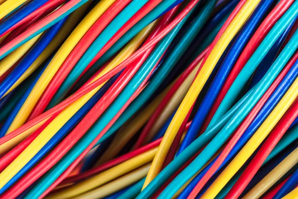 Multicolored Electrical Computer Cable Close — Fotografia de Stock