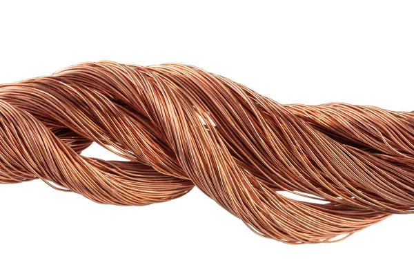 Scrap Copper Wire Cable Line Isolated White Background — Stock Photo, Image