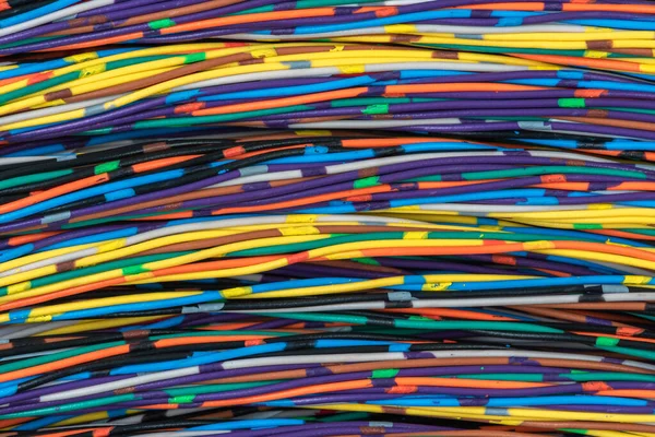 Netwerk Van Kleurrijke Elektrische Telecommunicatiekabels Als Achtergrond — Stockfoto