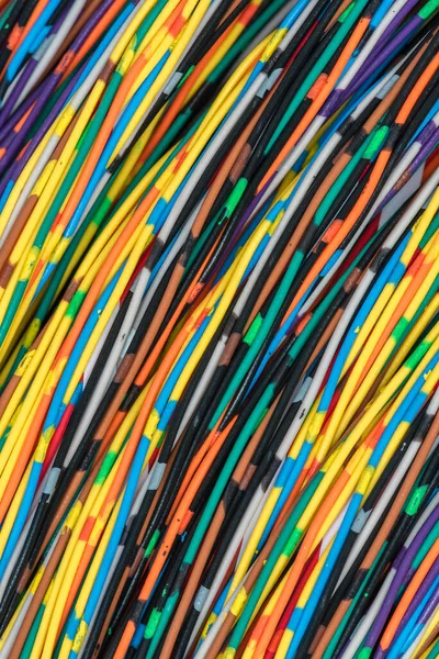 stock image Network of colorful electrical telecommunication cables as a background